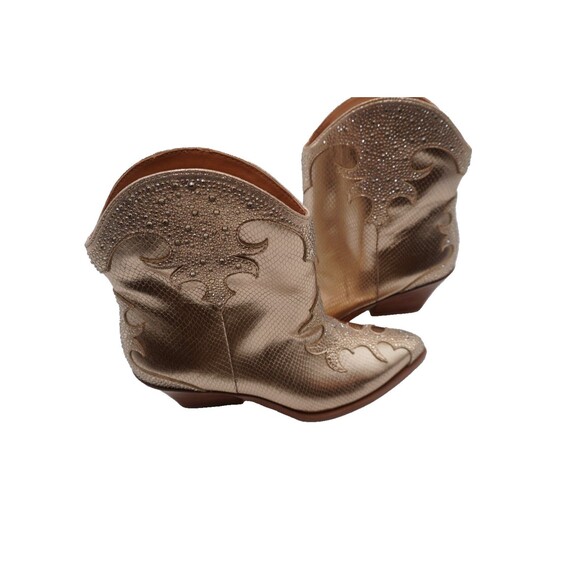 Jessica Simpson Zolly Gold Metallic Rhinestone Embellished Western Booties 8.5 M - Picture 6 of 10